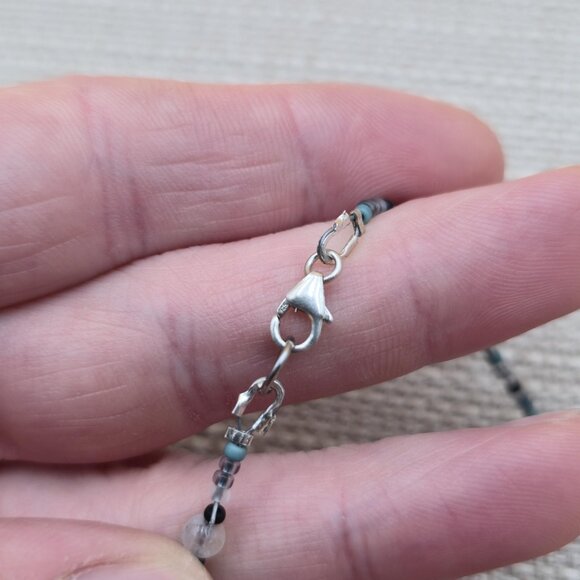 9.5 Inch Sterling Silver Handmade Beaded Moonstone Ankle Bracelet B612 - Picture 3 of 5